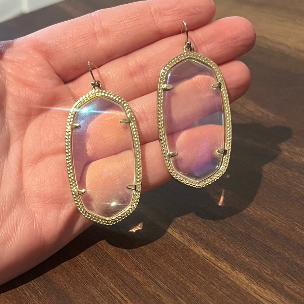 Kendra Scott Gold and Clear/Iridescent  Drop Earrings